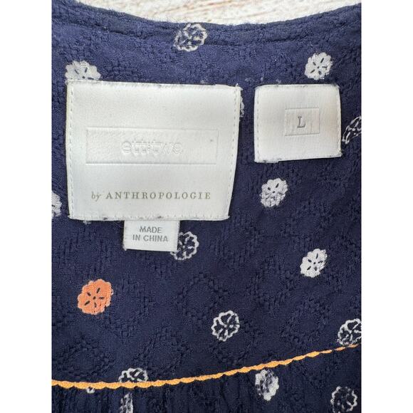 Ett:Twa Anthropologie Button Up Romper Women's Large Navy Blue Sanddollar Print - Picture 5 of 10